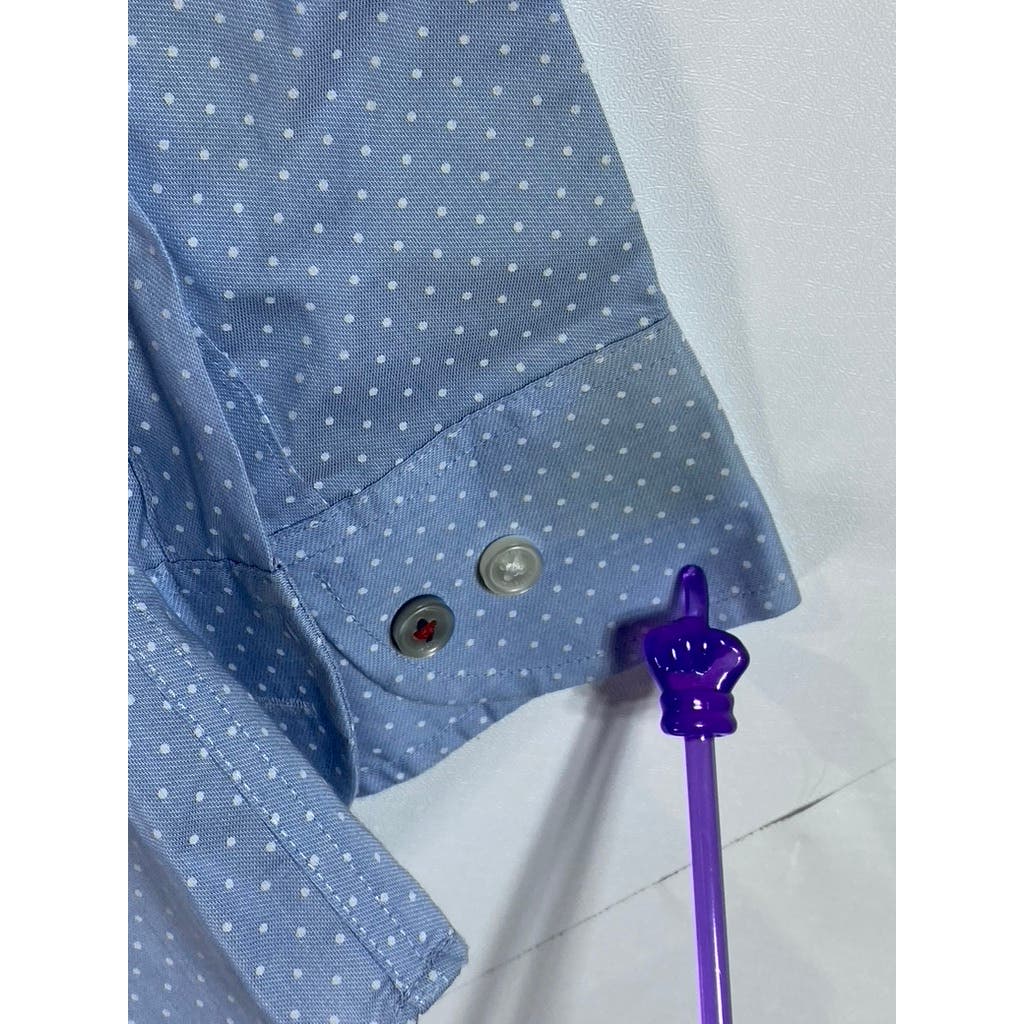 TOMMY HIILFIGER Men's Blue THFlex Supima Slim-Fit Stretch Button-Up Shirt SZ S