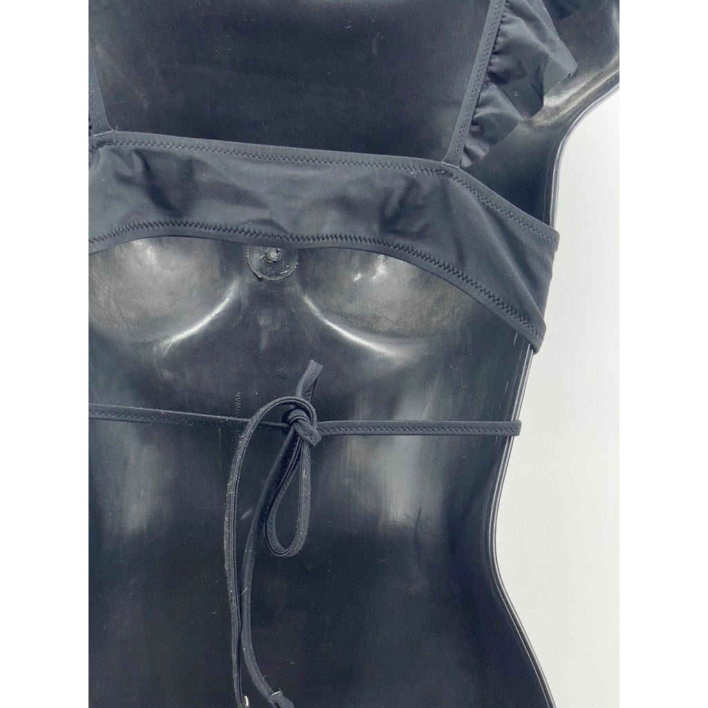 AERIE Women's Black Ruffle Wrap V-Neck Bikini Top SZ M