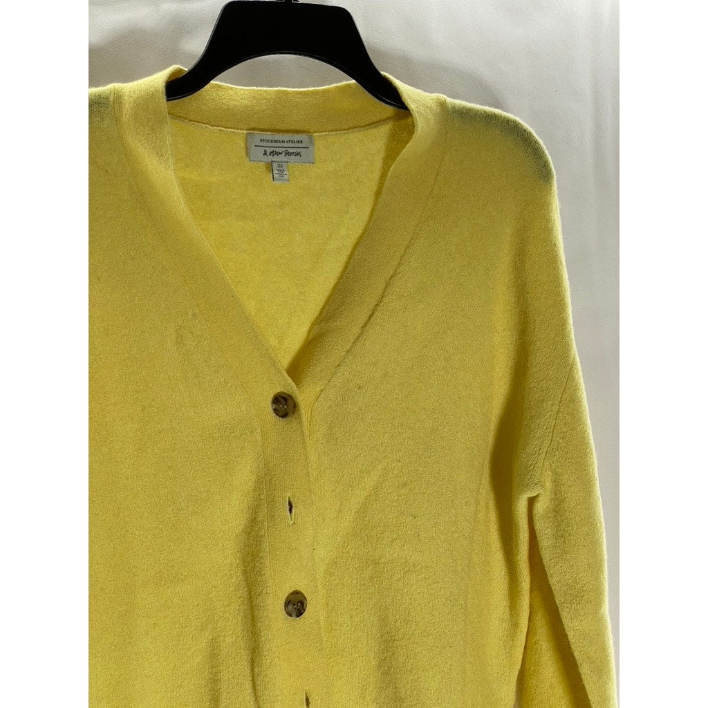 STOCKHOLM ATELIER & OTHER STORIES Women's Yellow Wool-Blend V-Neck Cardigan SZ S