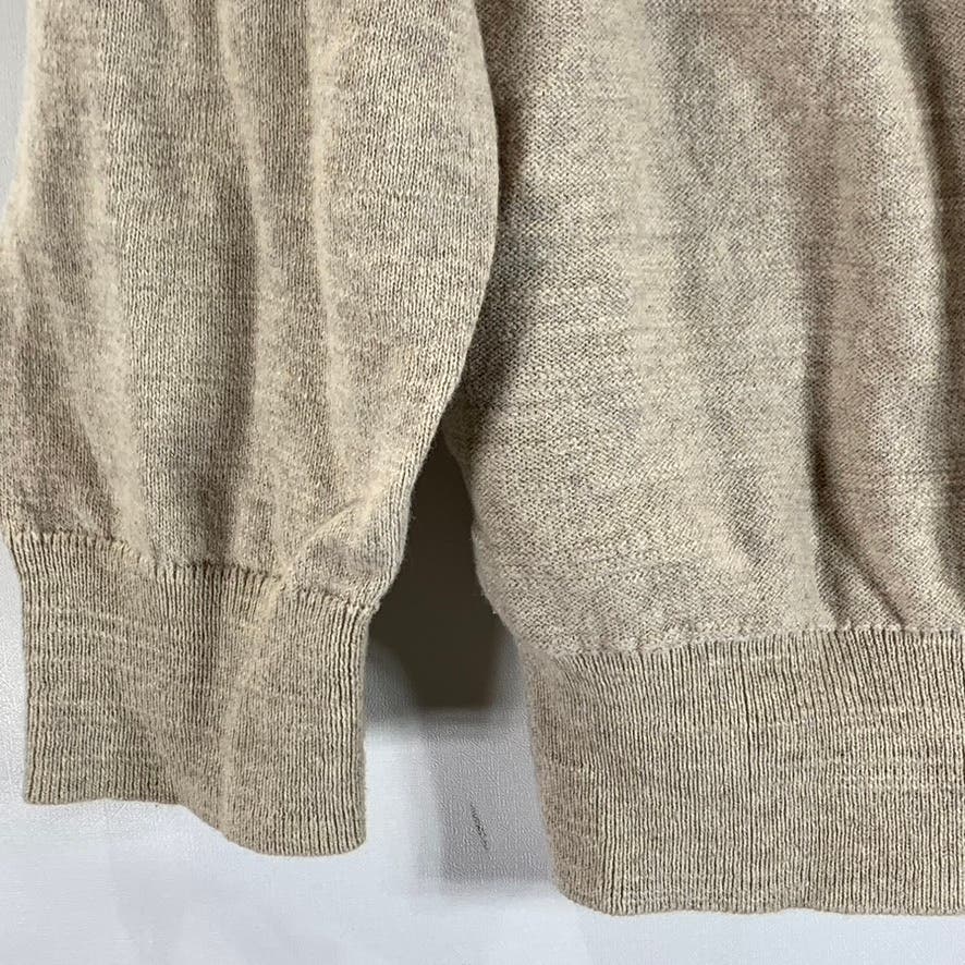 J. CREW Men's Beige Cotton Crewneck Raglan Long Sleeve Pullover Sweater SZ L