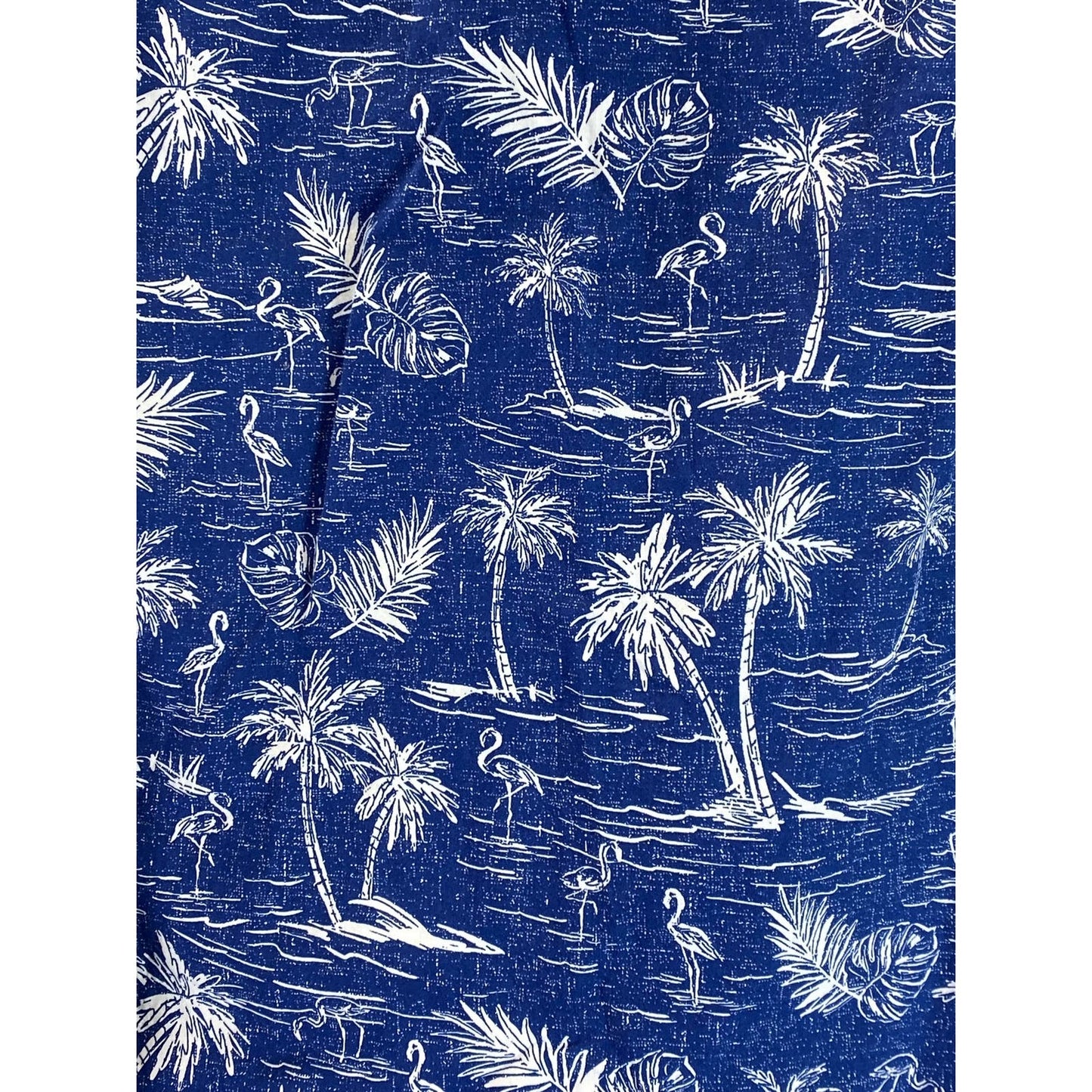 AMERICAN EAGLE Men's Blue Palm Tree Graphic Regular-Fit Button-Up Shirt SZ L