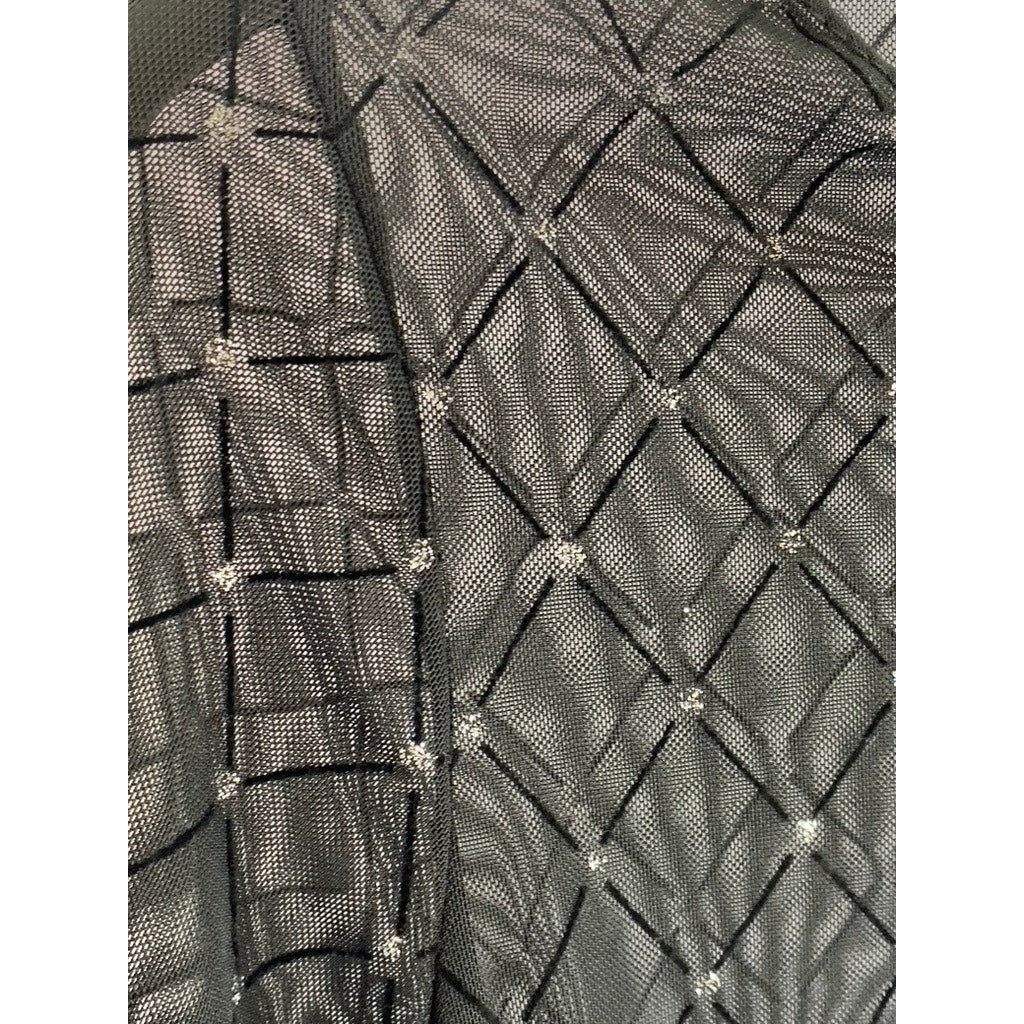 UNBRANDED Women's Black Mesh Glitter Diamond Detail Long Sleeve Bodysuit SZ S
