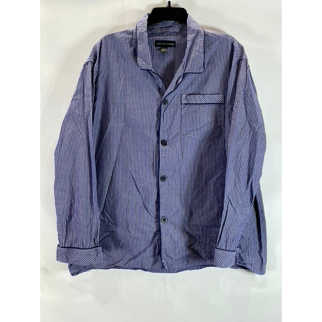 SAKS FIFTH AVENUE Men's Blue/White Striped Button-Up Long Sleeve Shirt SZ XL