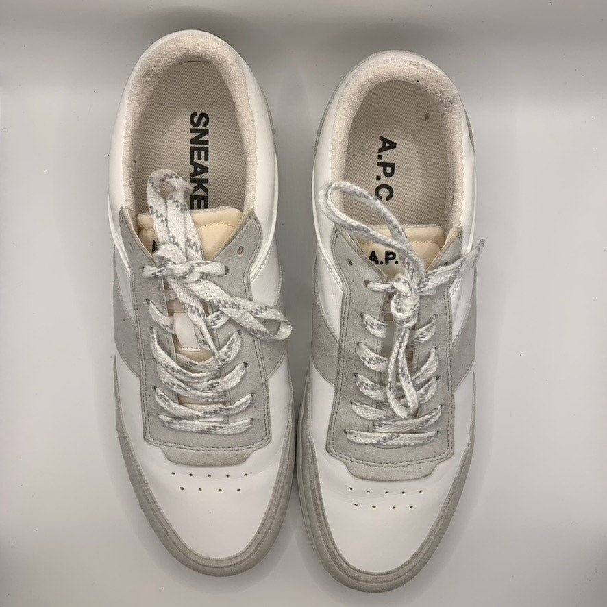 A.P.C. Unisex Men's Plain Minimalist Low Top Gray/White Sneakers SZ 44 US 11