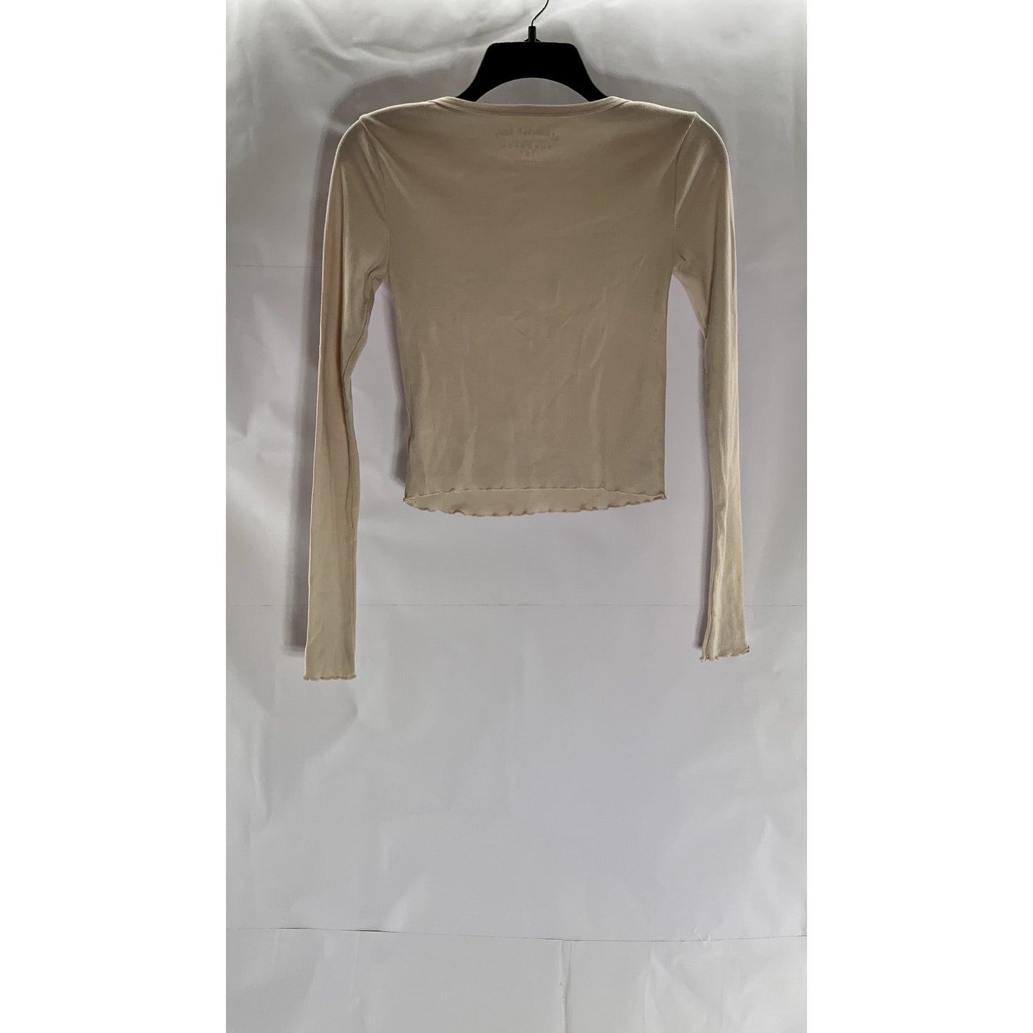 AEROPOSTALE Women's Salmon Pink Seriously Soft Ribbed Crewneck Shrunken Tee SZXS