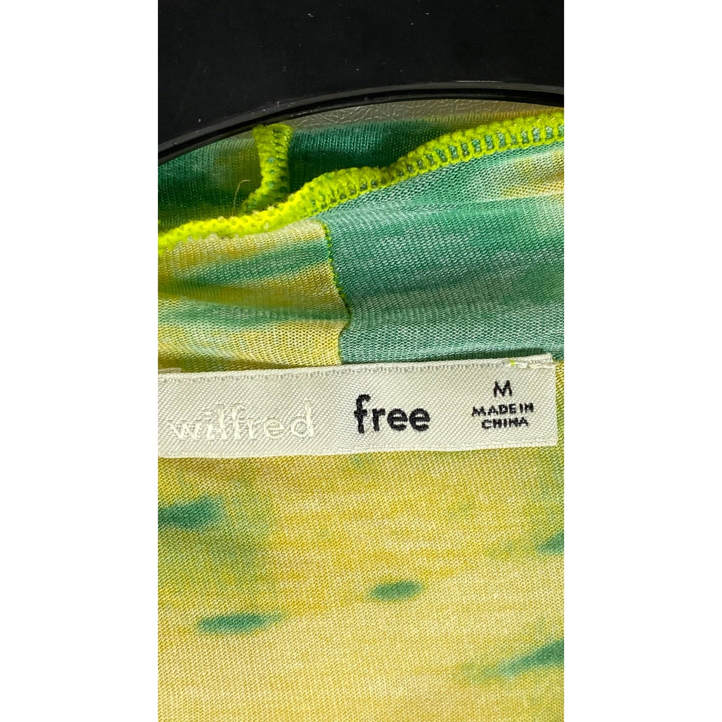 Aritzia WILFRED FREE Women's Green/Yellow Orbit Tie-Dye Print Turtleneck Top SZM