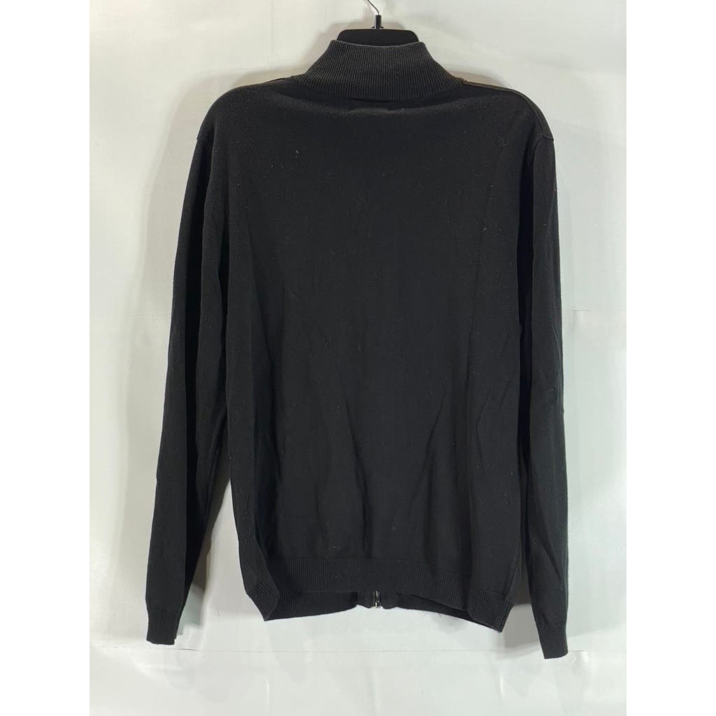 ZARA MAN Men's Black Solid Knit Mock Collar Zip-Up Sweater SZ M