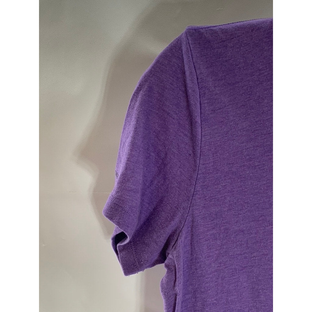 UNDER ARMOUR Women's Purple/Pink Loose HeatGear V-Neck Short Sleeve Top SZ M