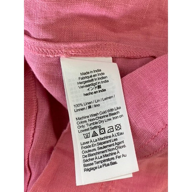 MADEWELL Women's Retro Pink Linen Goldie Straight-Neck Adjustable Mini Dress SZ4