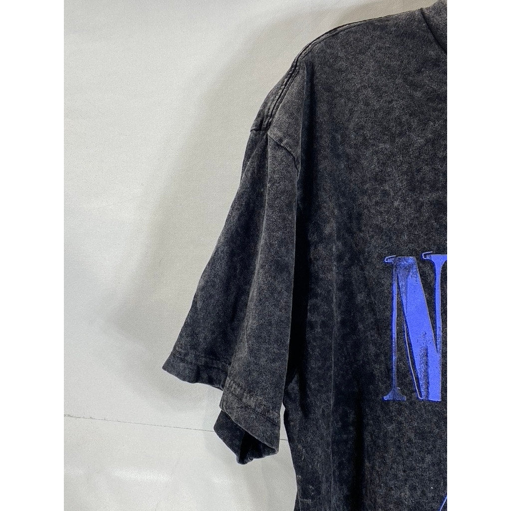 NIRVANA Men's Charcoal Gray Burnout Acid Wash Short Sleeve Band Logo Shirt SZ M