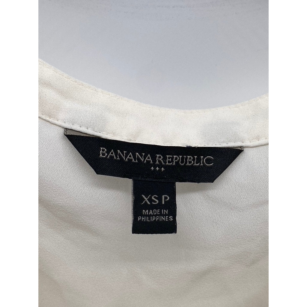 BANANA REPUBLIC Women's Petite Cream Crewneck Short Sleeve Blouse SZ XS/P