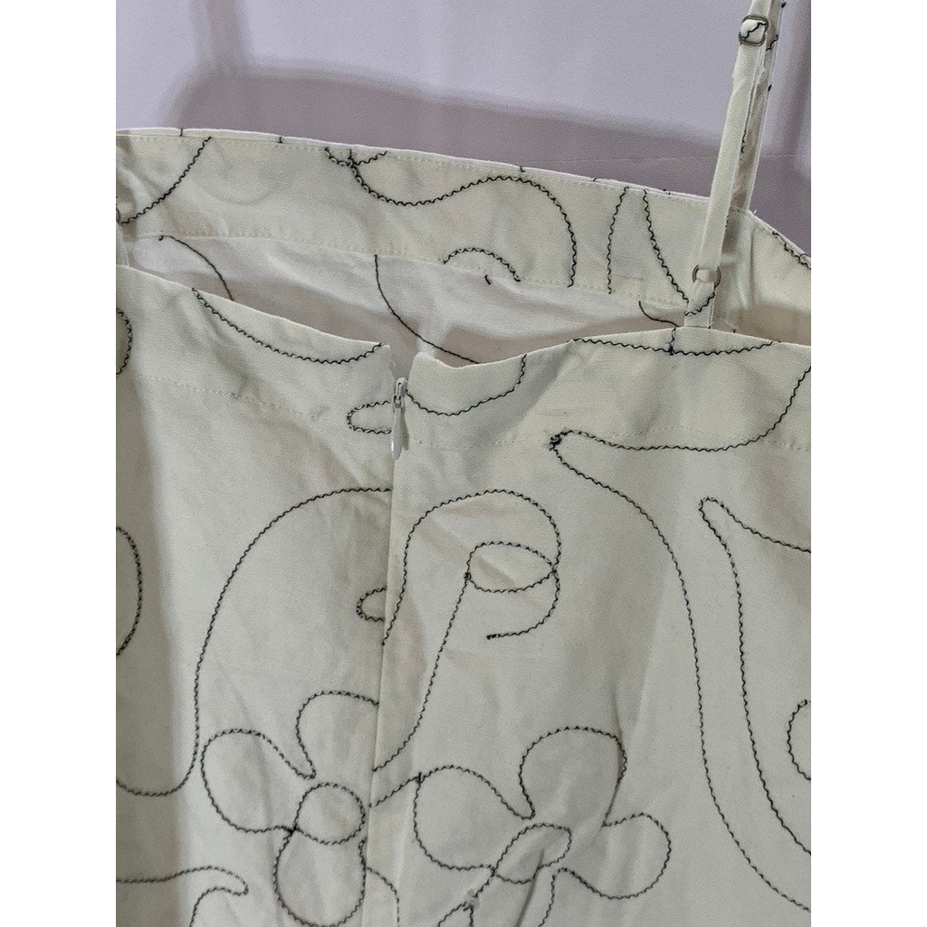 MADEWELL Women's Eyelet White Linen Goldie Straight-Neck Adjustable Dress SZ 0