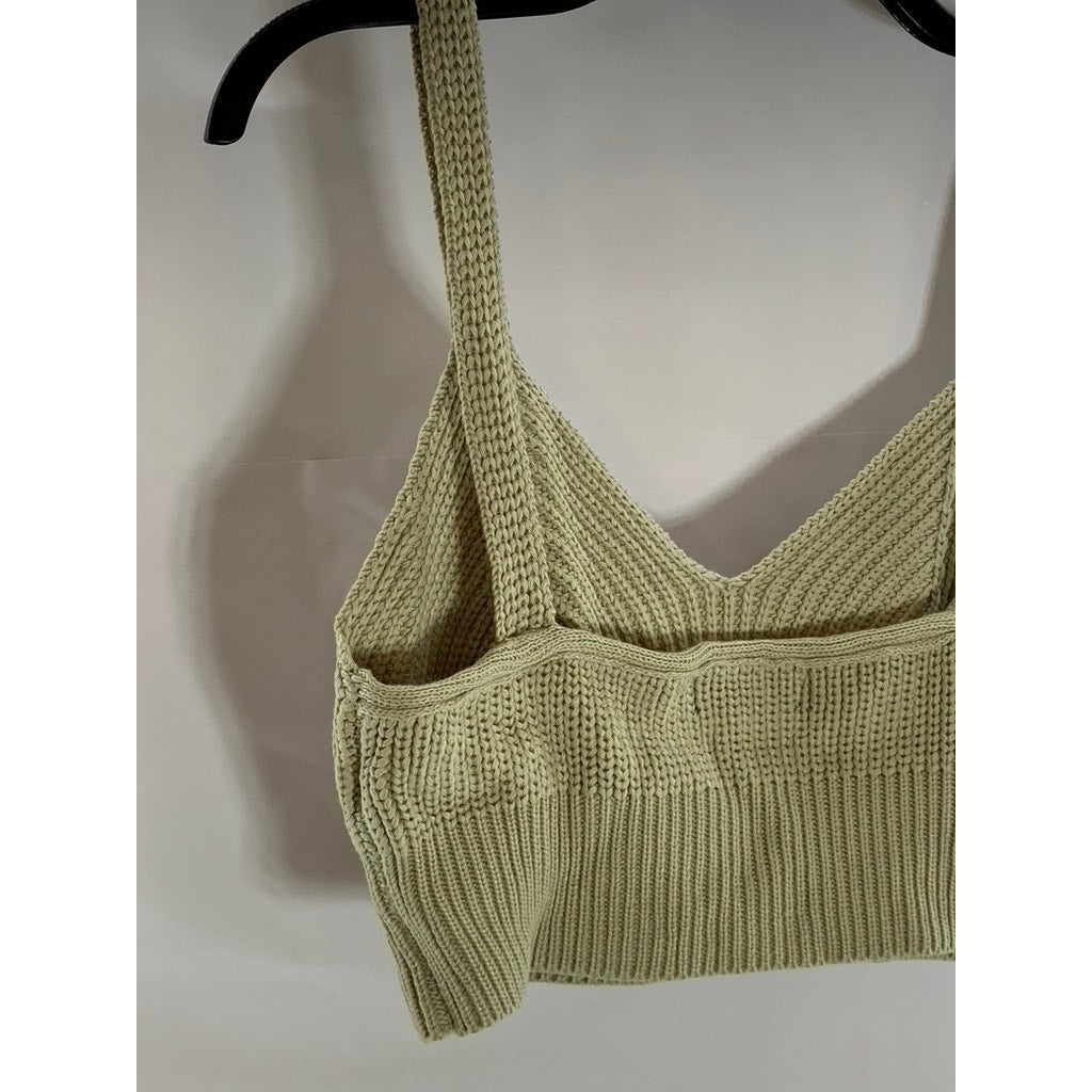 EN SAISON Women's Light Green Sweetheart Neck Knit Crop Tank Top SZ M
