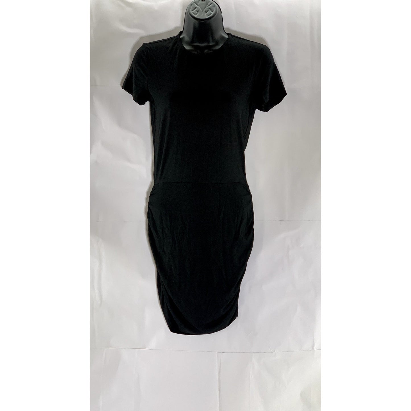 SUPERDOWN Women's Black Darlah Crewneck Ruched Short Sleeve Mini Dress SZ XS