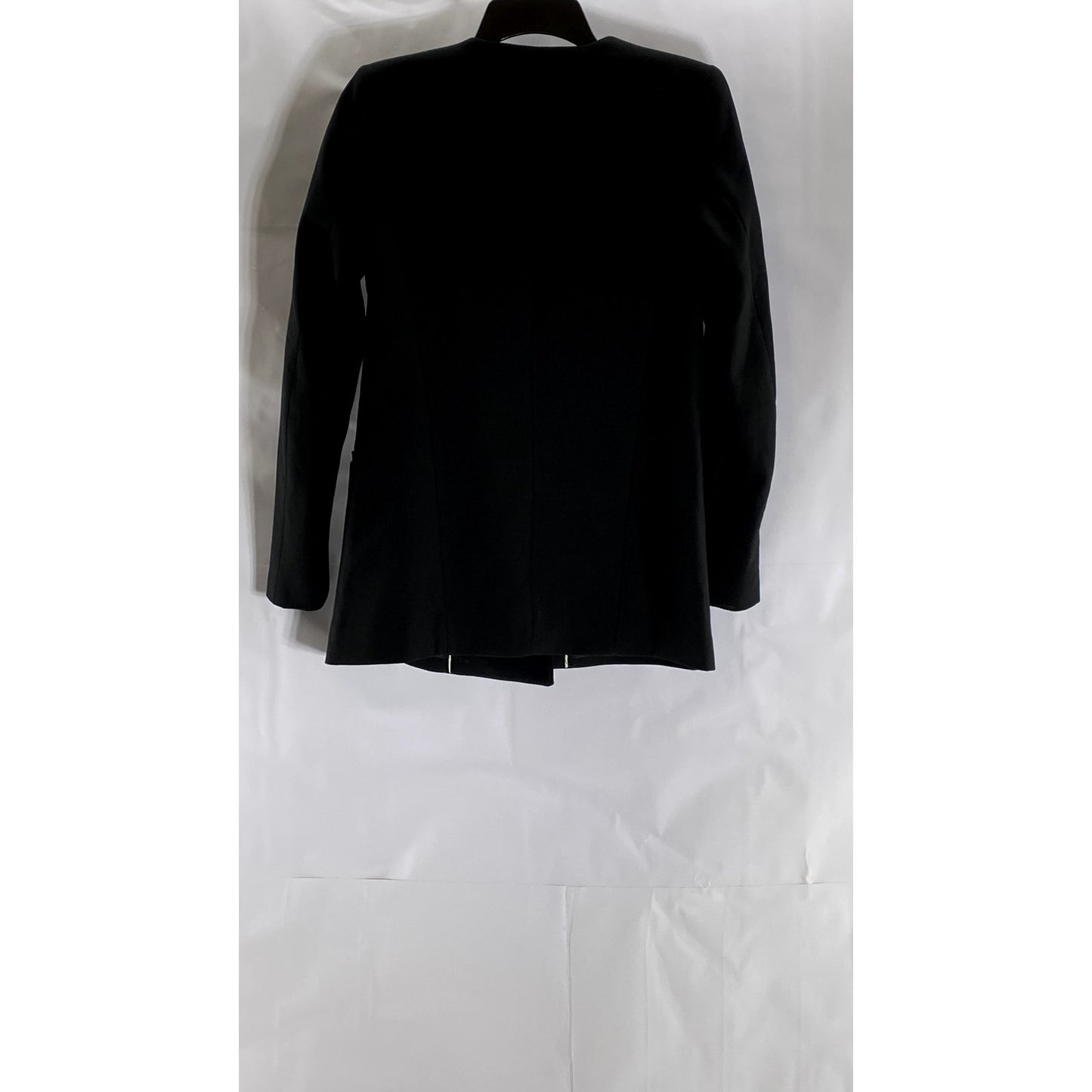 MANGO SUIT Women's Black Solid Double-Breasted Collarless Blazer SZ 2XS