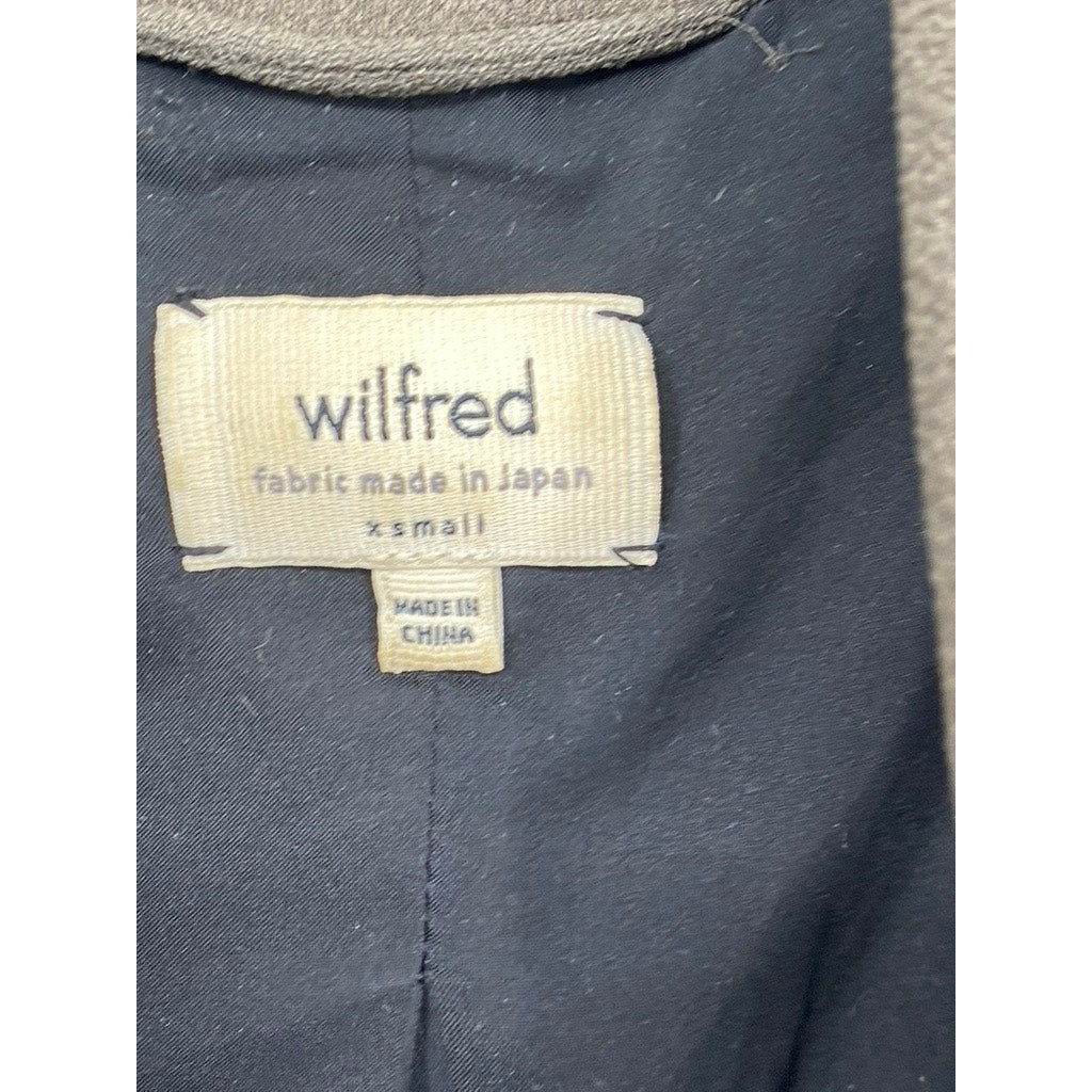 WILFRED Women’s Olive Green Mayet Asymmetrical Button-Up Moto Jacket SZ XS