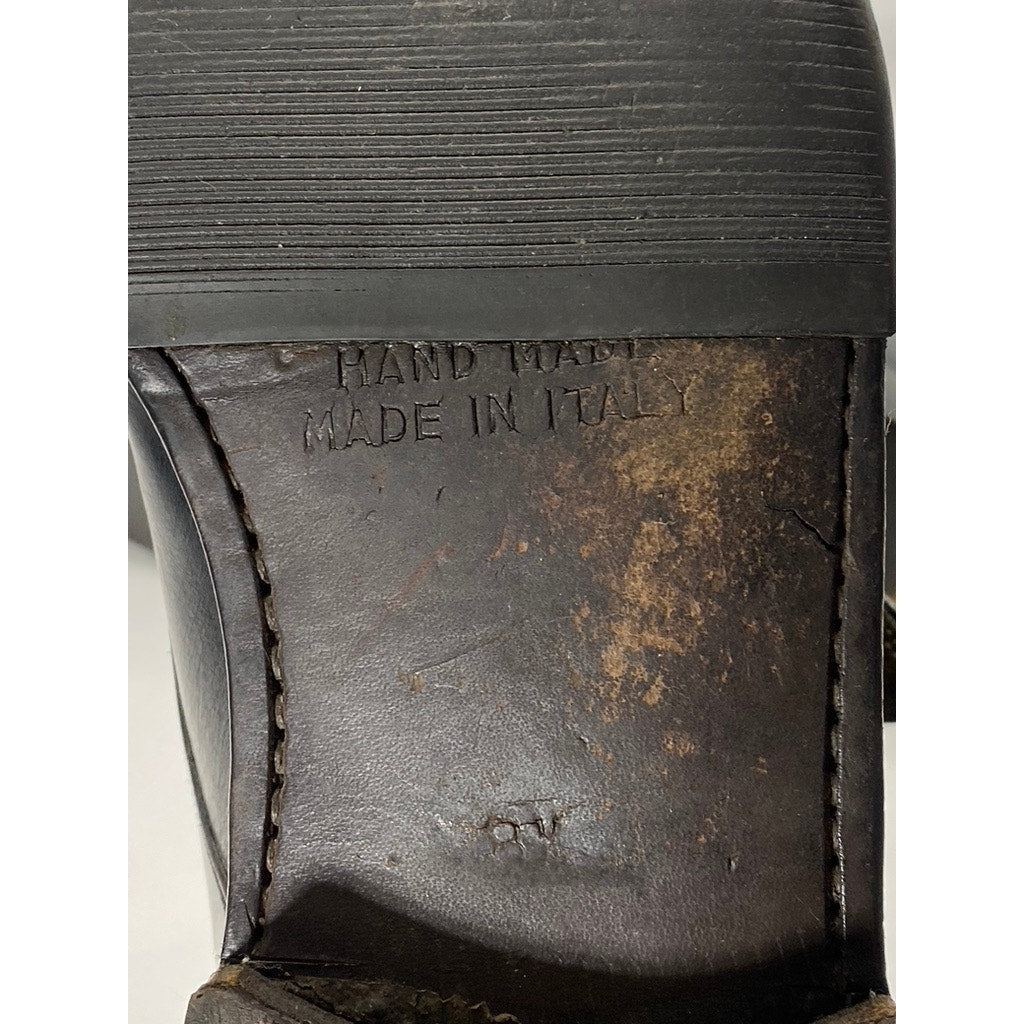 BARNEYS NEW YORK Men's Vintage Black Leather Round-Toe Monk Strap Loafer 8.5