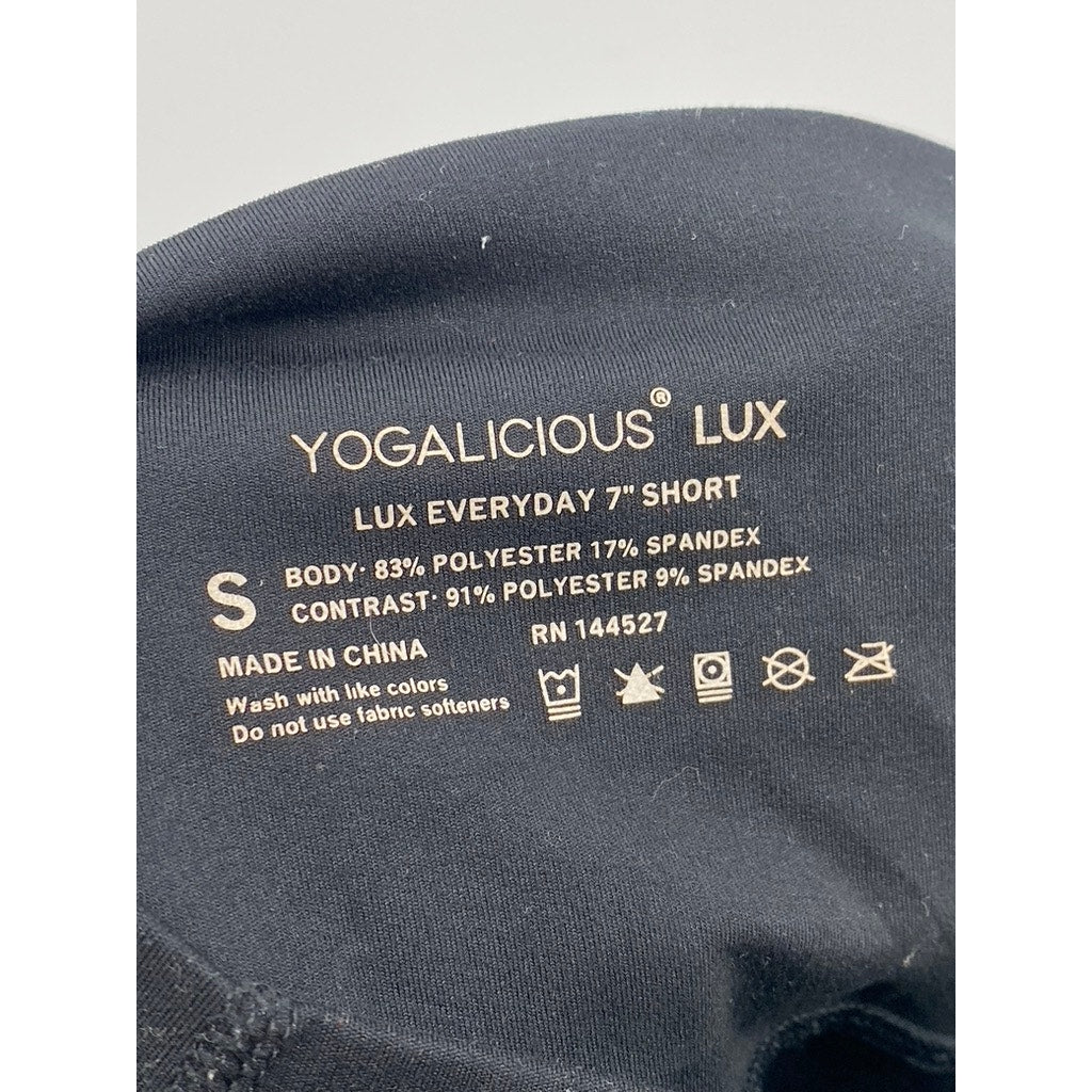 YOGALICIOUS LUX Women's Black Solid Everyday Casual Biker Shorts SZ S