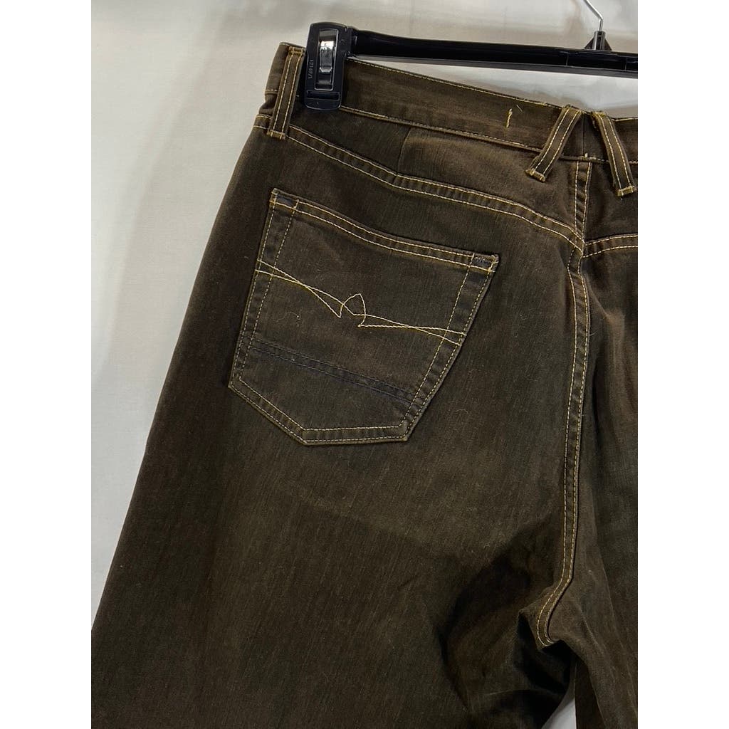 AGAVE DENIM Men's Brown NO. 7 Waterman Relaxed-Fit Straight-Leg Jeans SZ 36X30