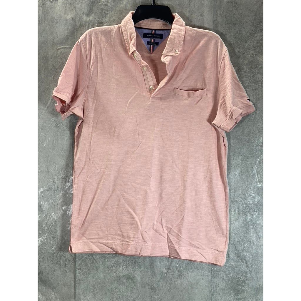 TOMMY HILFIGER Men's Pink Slim-Fit Short Sleeve Polo Shirt SZ M