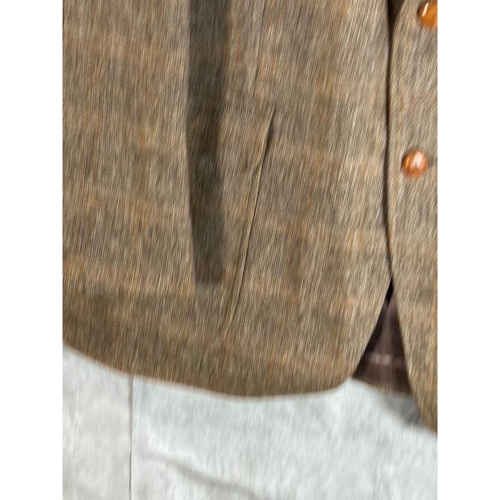 THE CLOTHIER Men's Short Tan Pure Wool Elbow-Patch Two-Button Blazer SZ 42S
