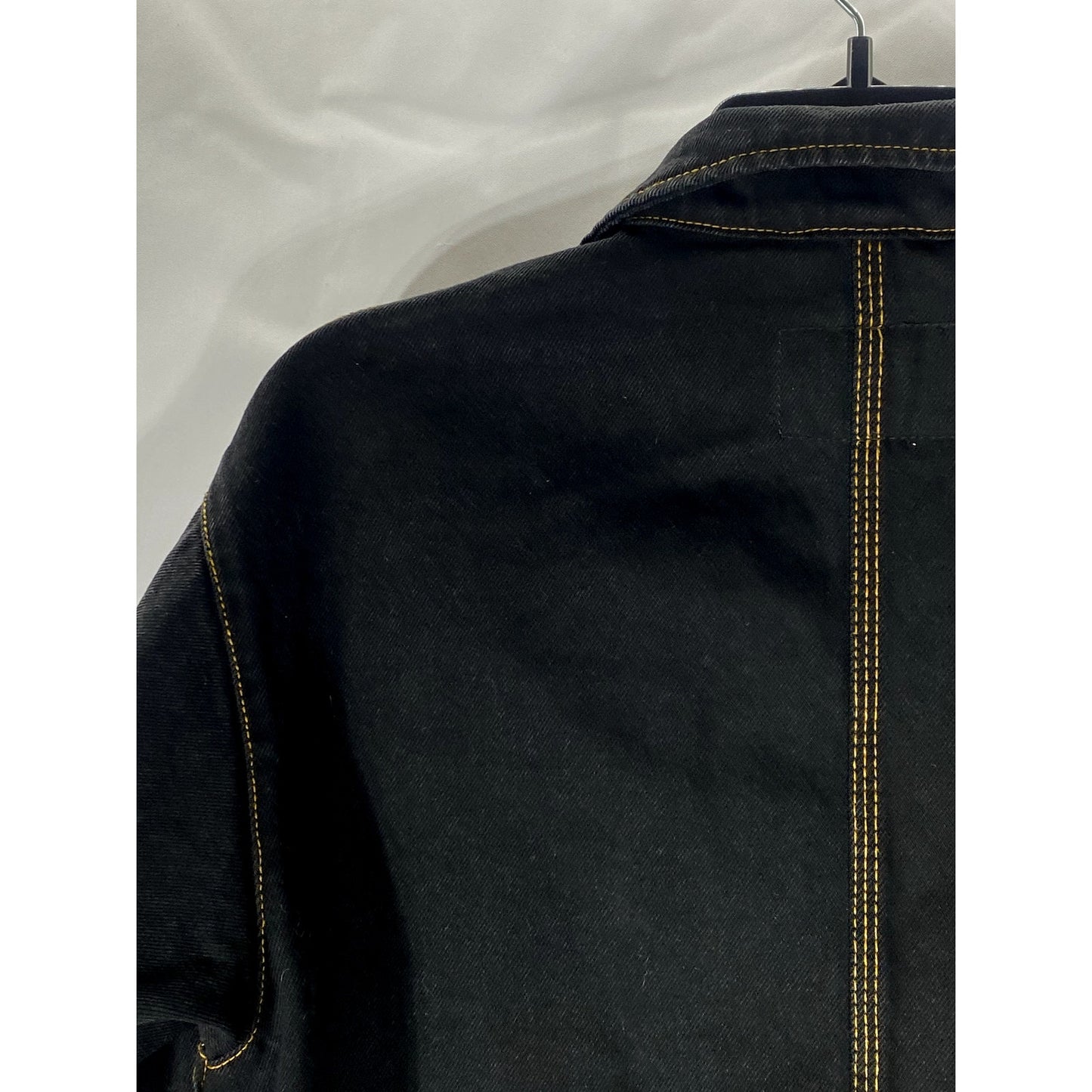 MONKI Women’s Black Denim Overstitch Four Pocket Trucker Jacket SZ XS