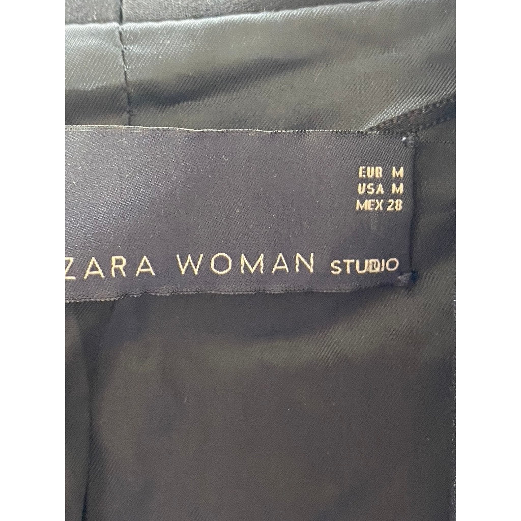 ZARA STUDIO Women’s Black Velvet Double Breasted Shawl Collar Blazer SZ M