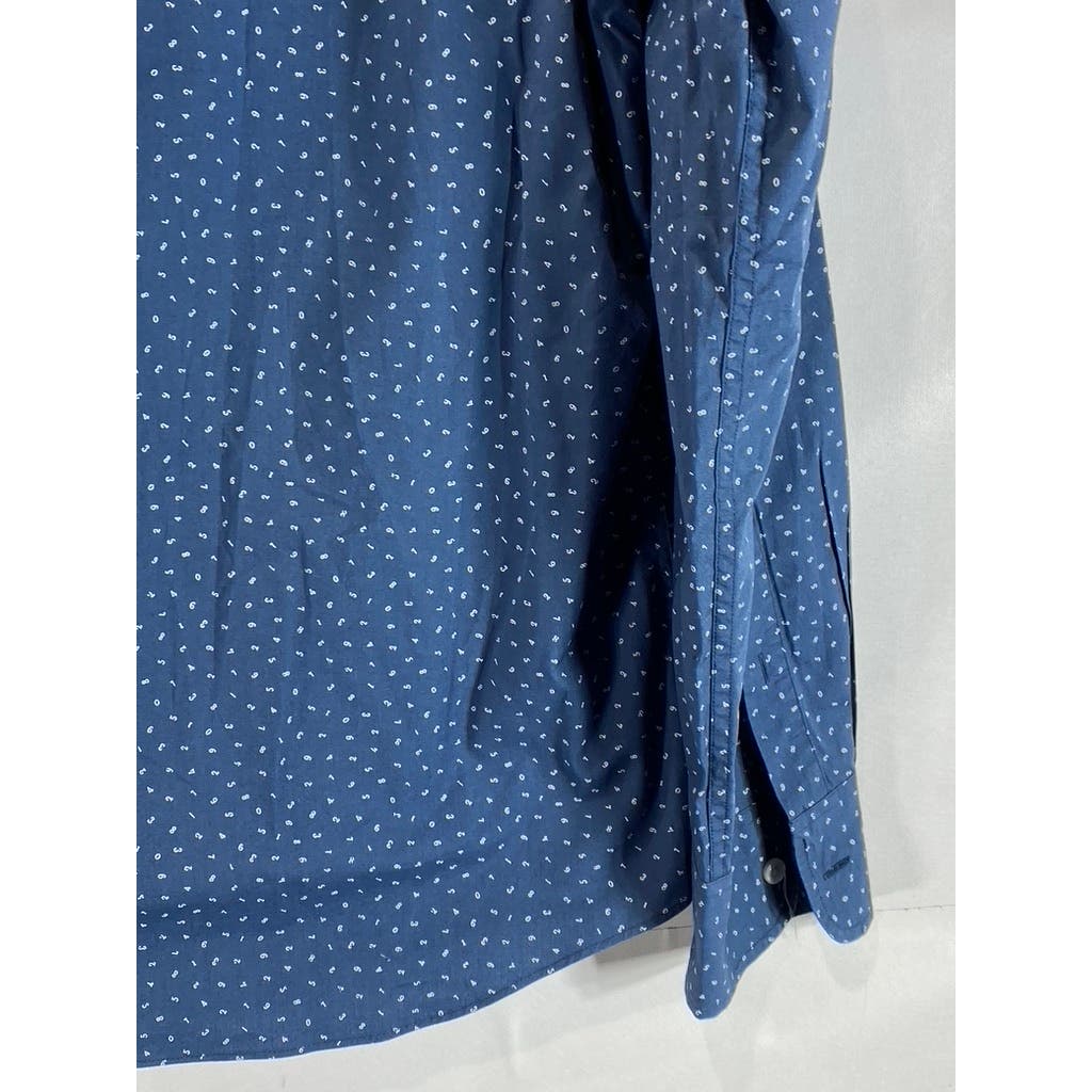 J. CREW Men's Blue Printed Mercantile Flex Slim-Fit Button-Up Shirt SZ M