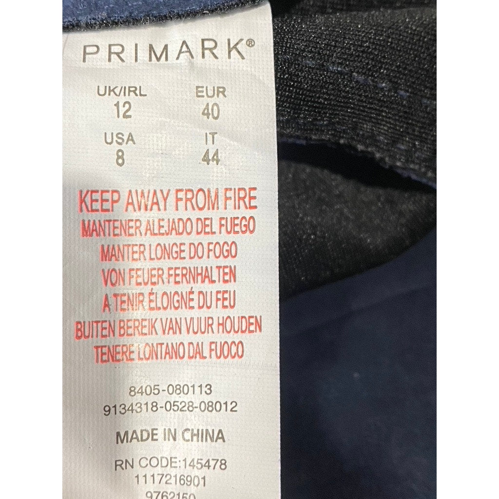 PRIMARK Women's Navy Asymmetrical Moto Faux Suede Buckle Biker Jacket SZ 8