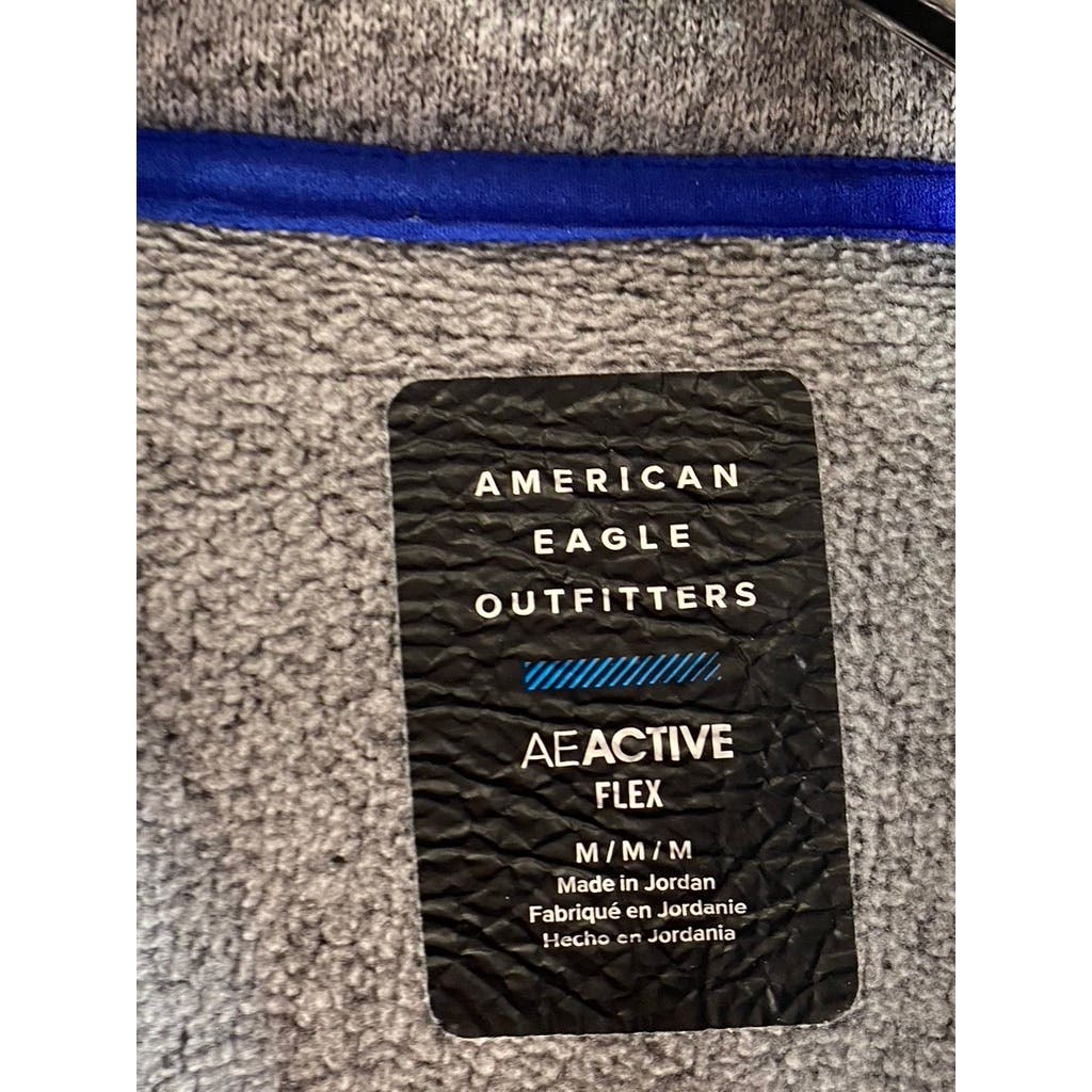 AMERICAN EAGLE OUTFITTERS Men's Heather Gray AE Active Flex Zip-Up Sweater SZ M