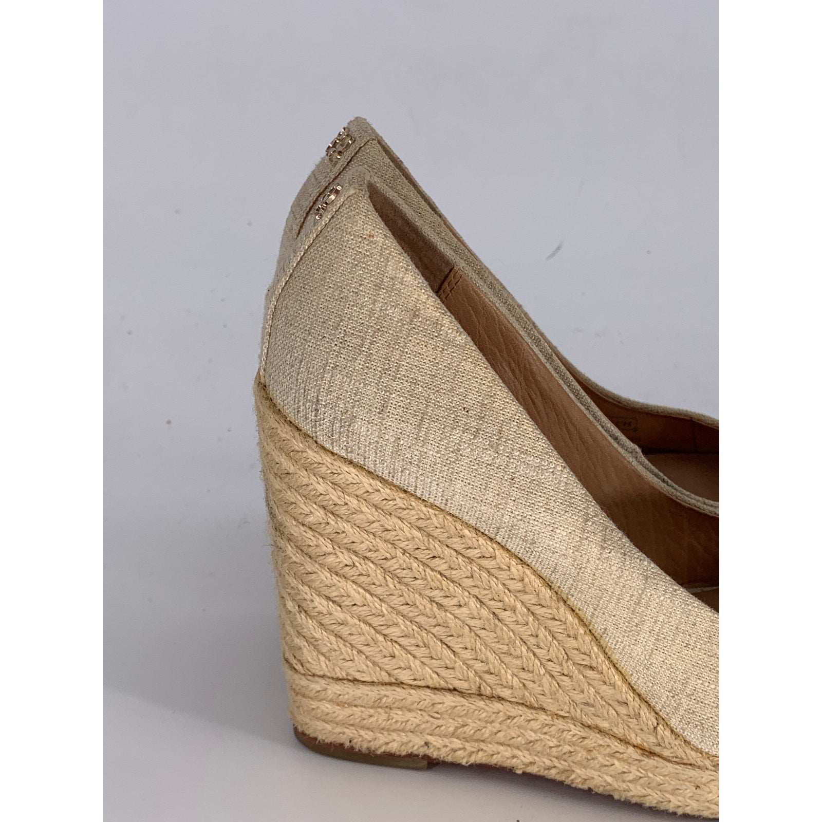 COACH Women's Beige Milan Peep-Toe Canvas Espadrille Wedge Platform Heels SZ 6B
