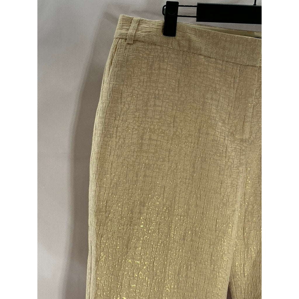 EXPRESS Women's Gold Metallic Editor Low-Rise Straight Ankle Pants SZ 14R