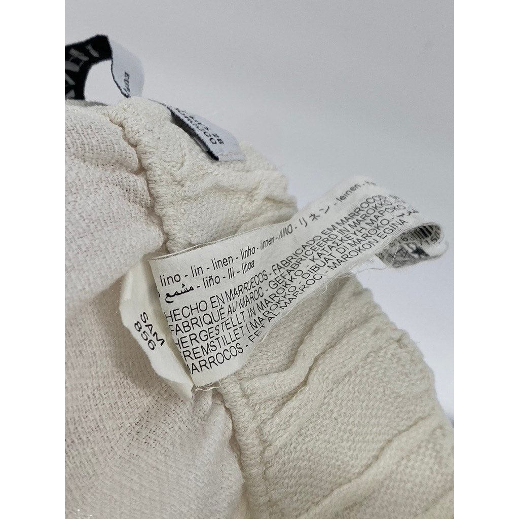 ZARA Women's White Linen Straight-Leg Relaxed-Fit Casual Pants SZ M