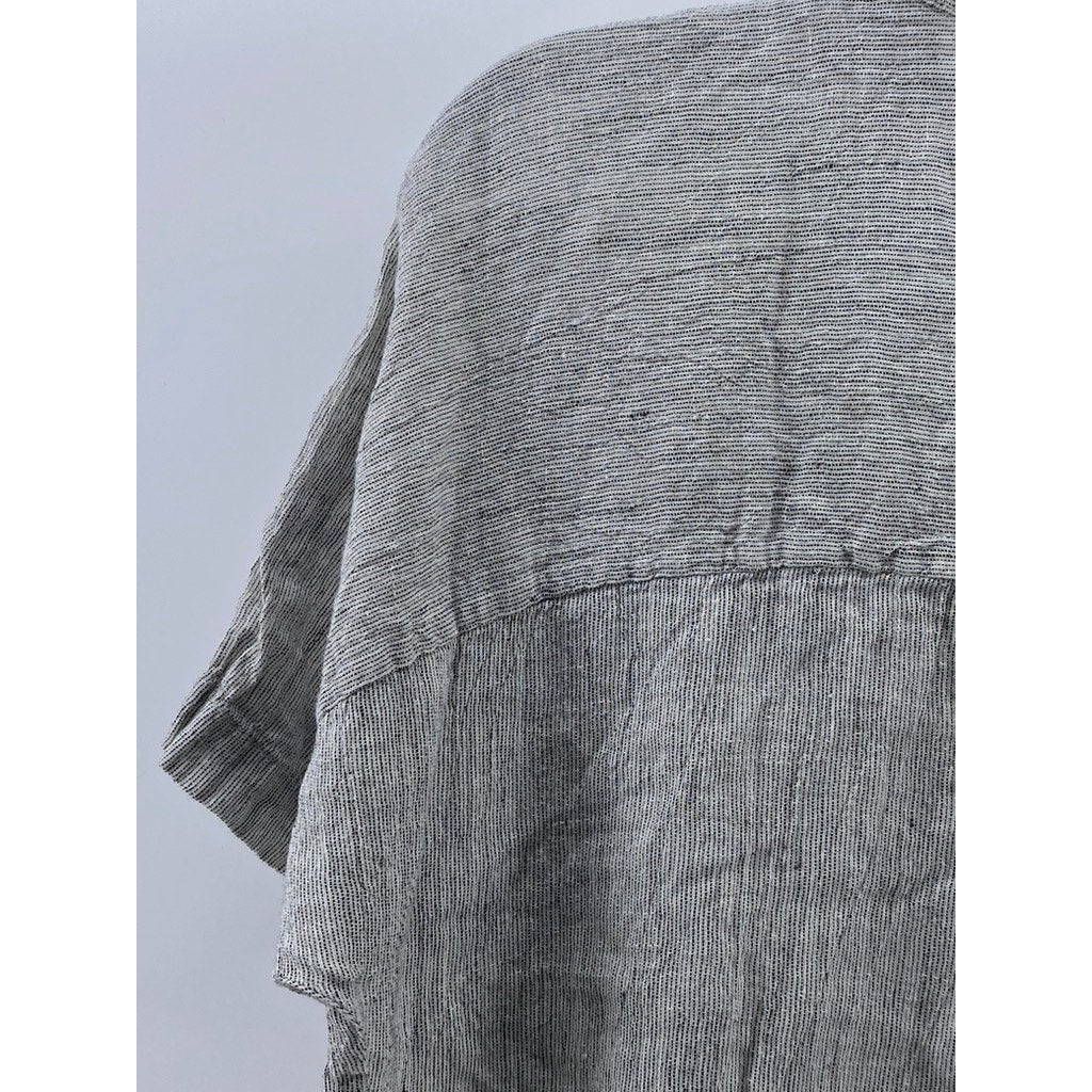 EILEEN FISHER Women's Gray Button-Up Short Sleeve Knee Length Shirt Dress SZ S
