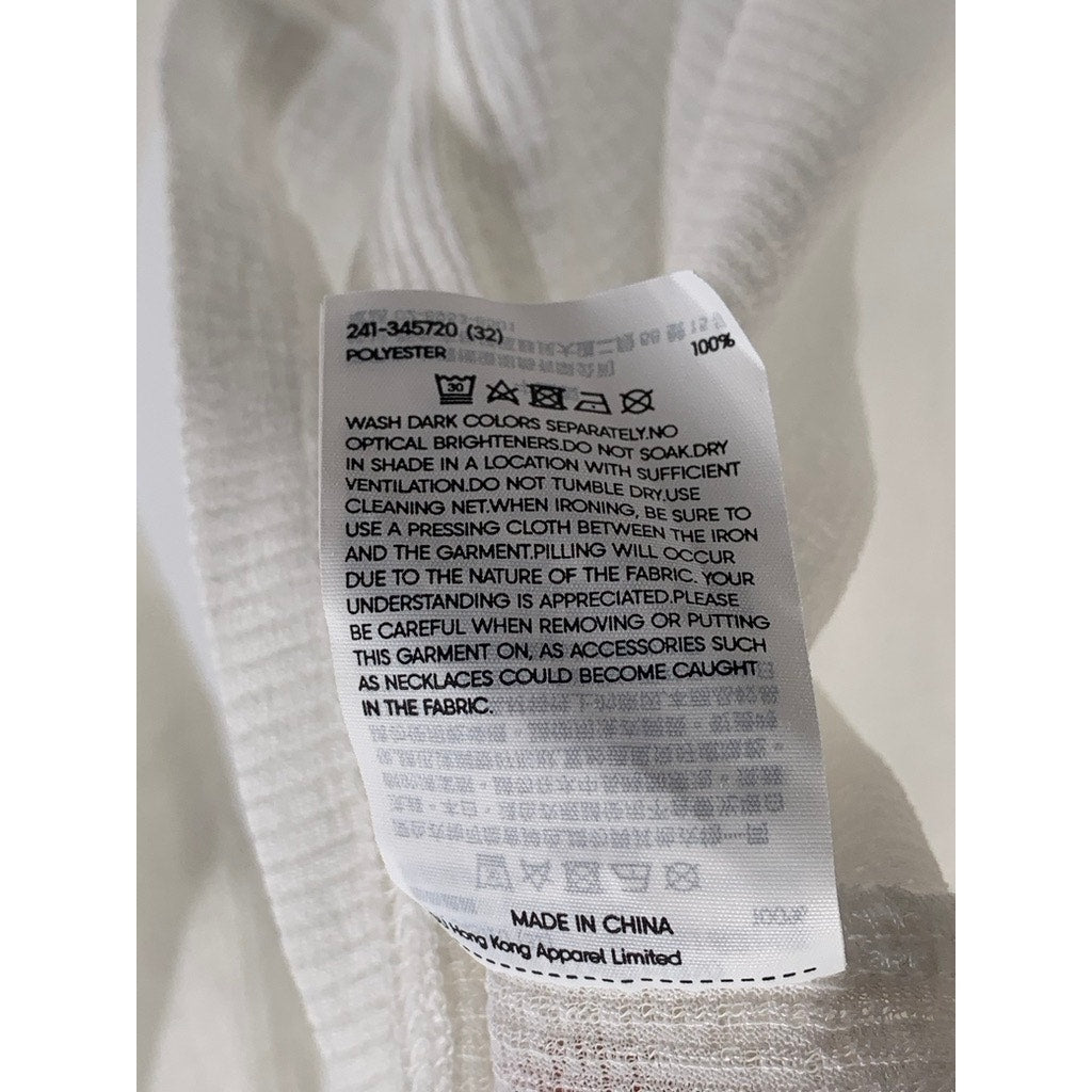 GU Women's Off-White Crewneck Lightweight Textured Oversized Long Sleeve Top SZS