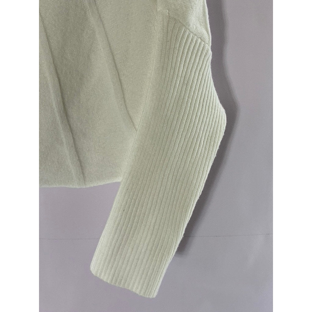COMMENSE Women's Off-White Piping Mock-Neck Long Sleeve Knit Top SZ XS(US2)