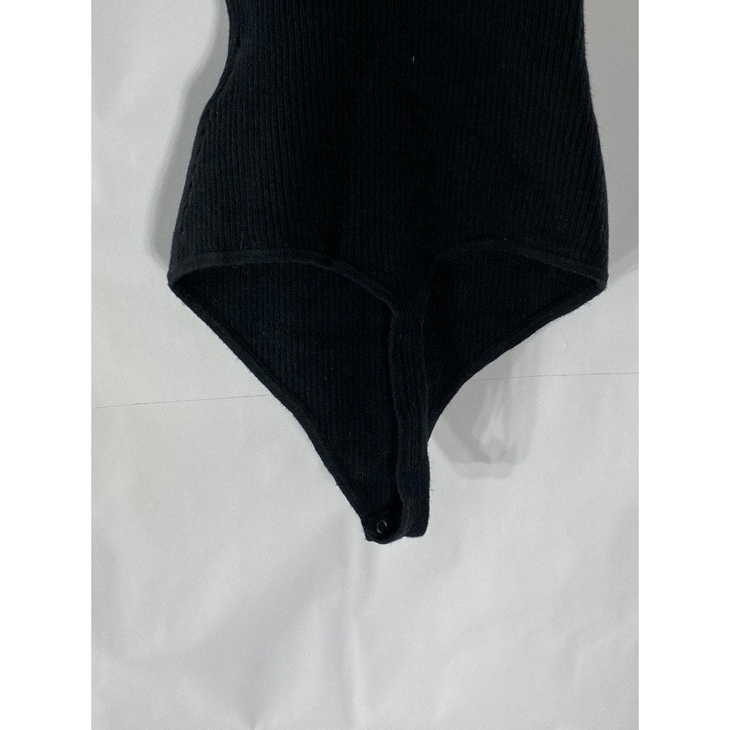 ABERCROMBIE & FITCH Women's Black Knit Ribbed Sweetheart Thong Bodysuit SZ S