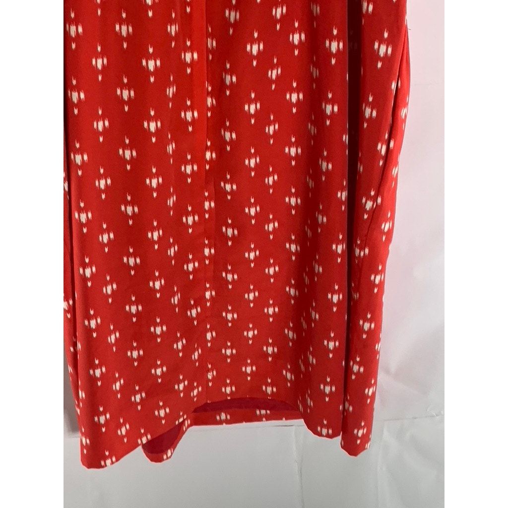 J.CREW Women's Red Printed V-Neck Adjustable Strap Mini Dress SZ 8