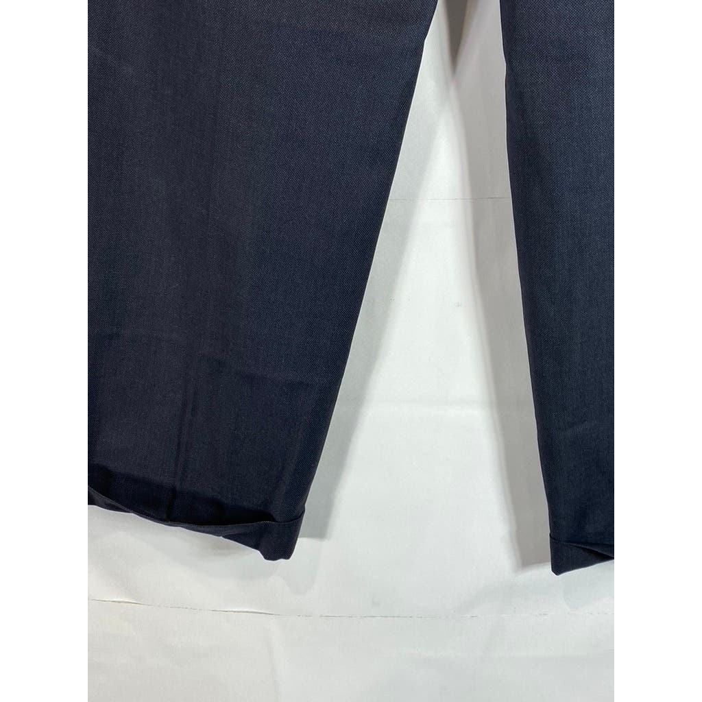 BROOKS BROTHERS Men's Black Solid Pleated-Front Cuffed Wool Dress Pants SZ 36X30