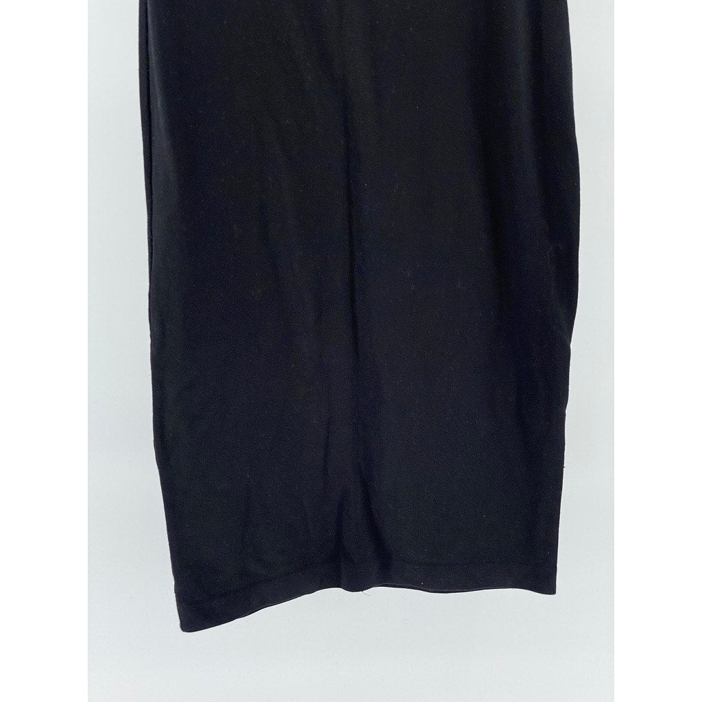 ZARA TRAFALUC Women's Black Solid Straight-Neck Bodycon Midi Dress SZ M