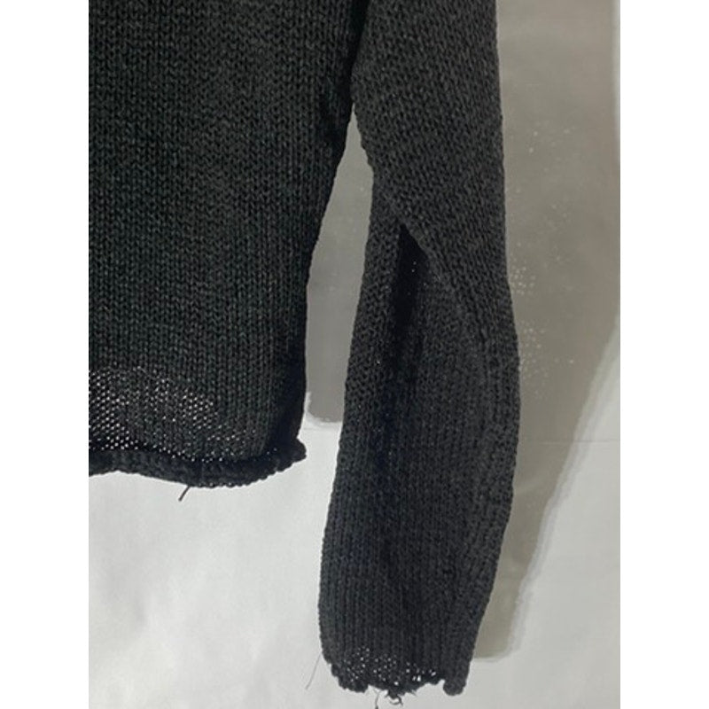CURIO Women's Vintage Black Open Knit Wooden-Button Long Sleeve Cardigan SZ S