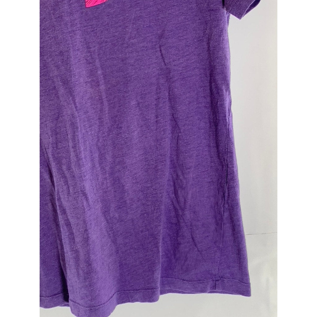 UNDER ARMOUR Women's Purple/Pink Loose HeatGear V-Neck Short Sleeve Top SZ M