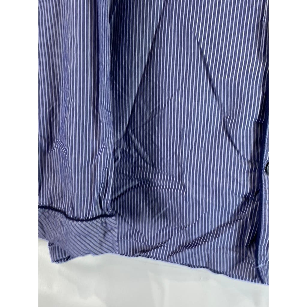 SAKS FIFTH AVENUE Men's Blue/White Striped Button-Up Long Sleeve Shirt SZ XL
