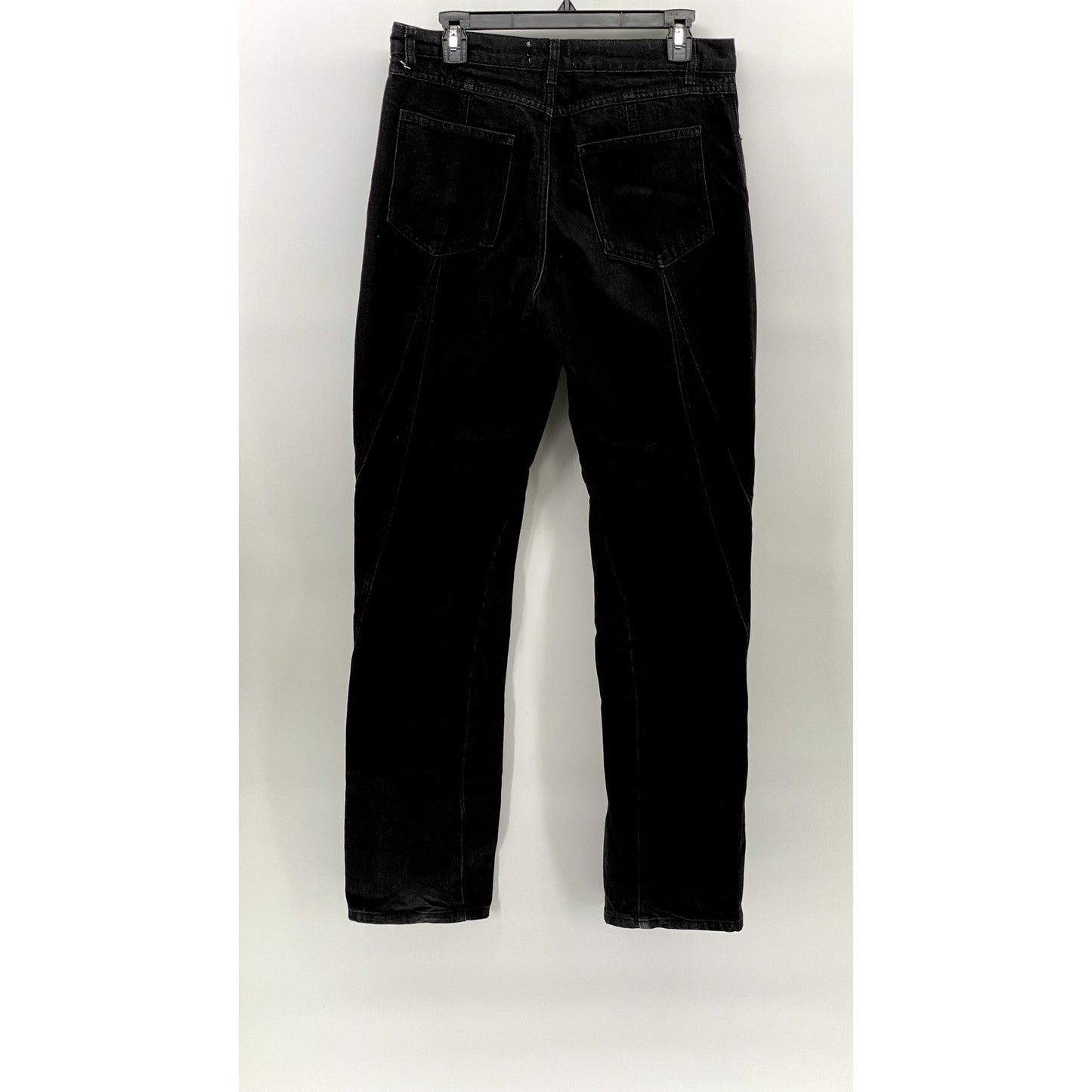 ZARA Women's Black Denim Striped High-Rise Slim Leg Regular-Fit Jeans SZ 8