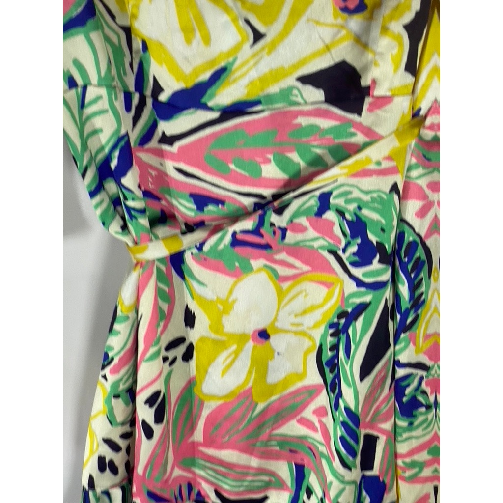 OUTRAGEOUS FORTUNE Women's Summer Floral Long Sleeve Ruffle Wrap Dress SZ 12