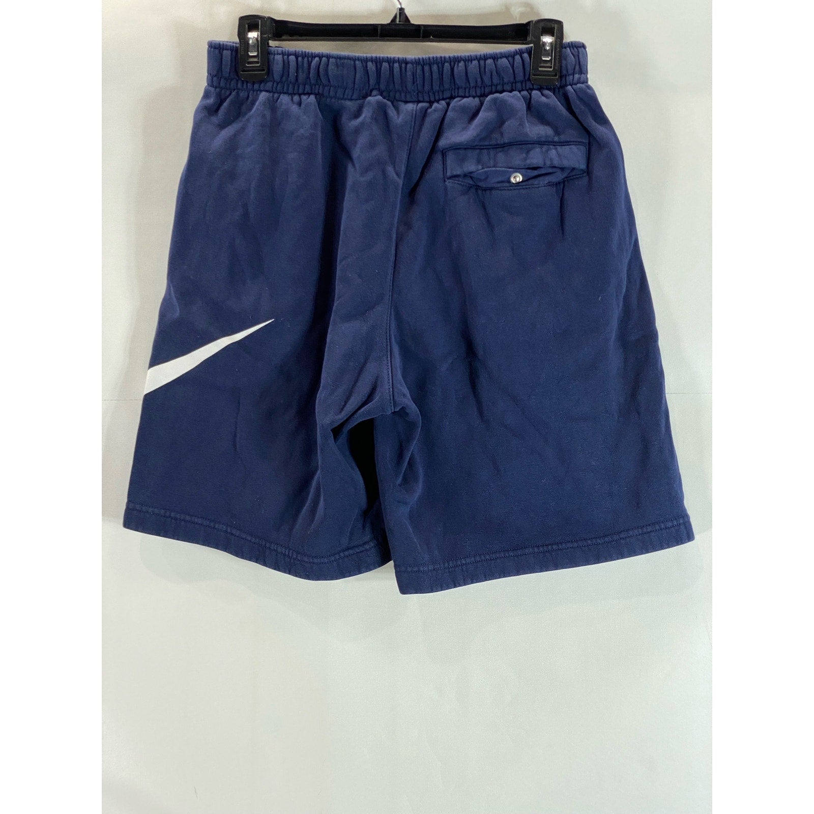 NIKE Men's Navy/White Large Swoosh Logo Pull-On Sweat Shorts SZ S
