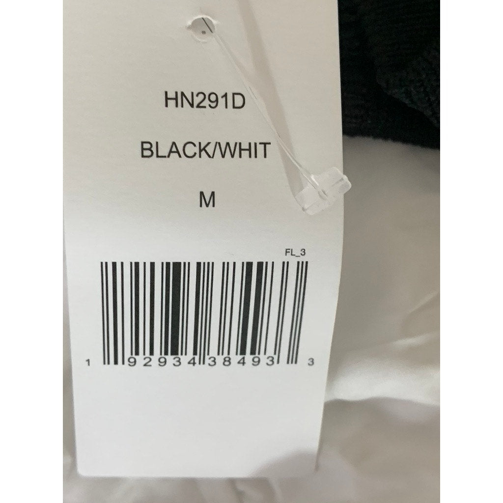 ENGLISH FACTORY Women's Black/White Short Puff Sleeve Poplin Mini Dress SZ M