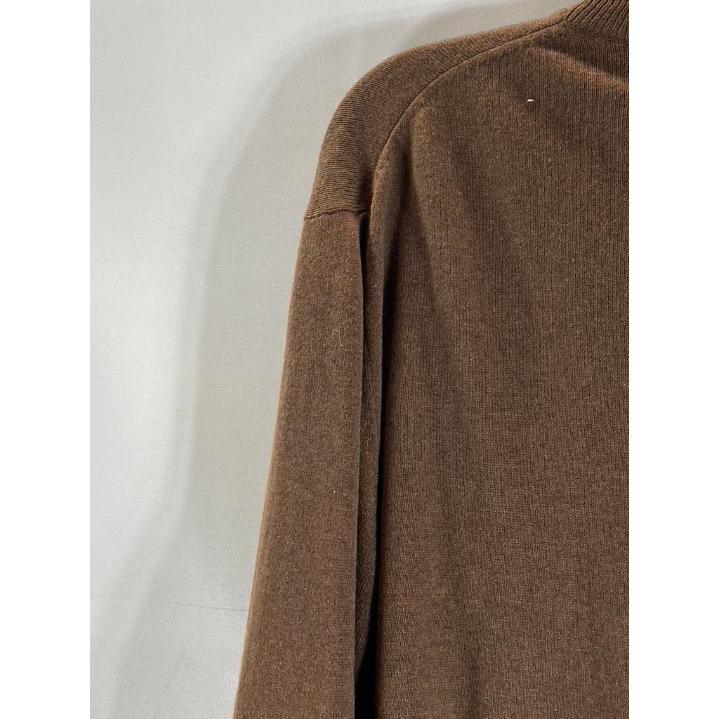 PAUL FREDRICK Men's Brown Mock-Neck Long Sleeve Pullover Sweater SZ M