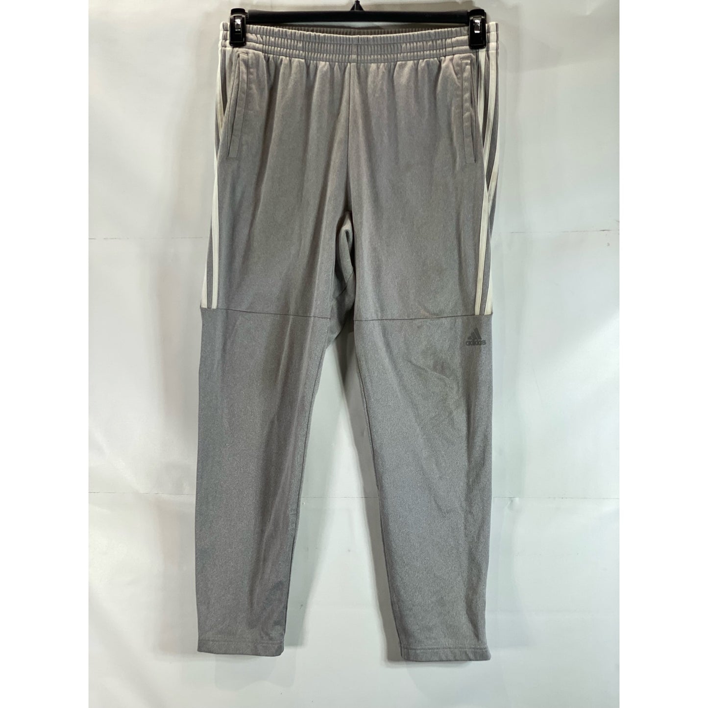 ADIDAS Men's Gray/White Tiro 3-Stripe Zipper-Hem Pull-on Track Pants SZ L