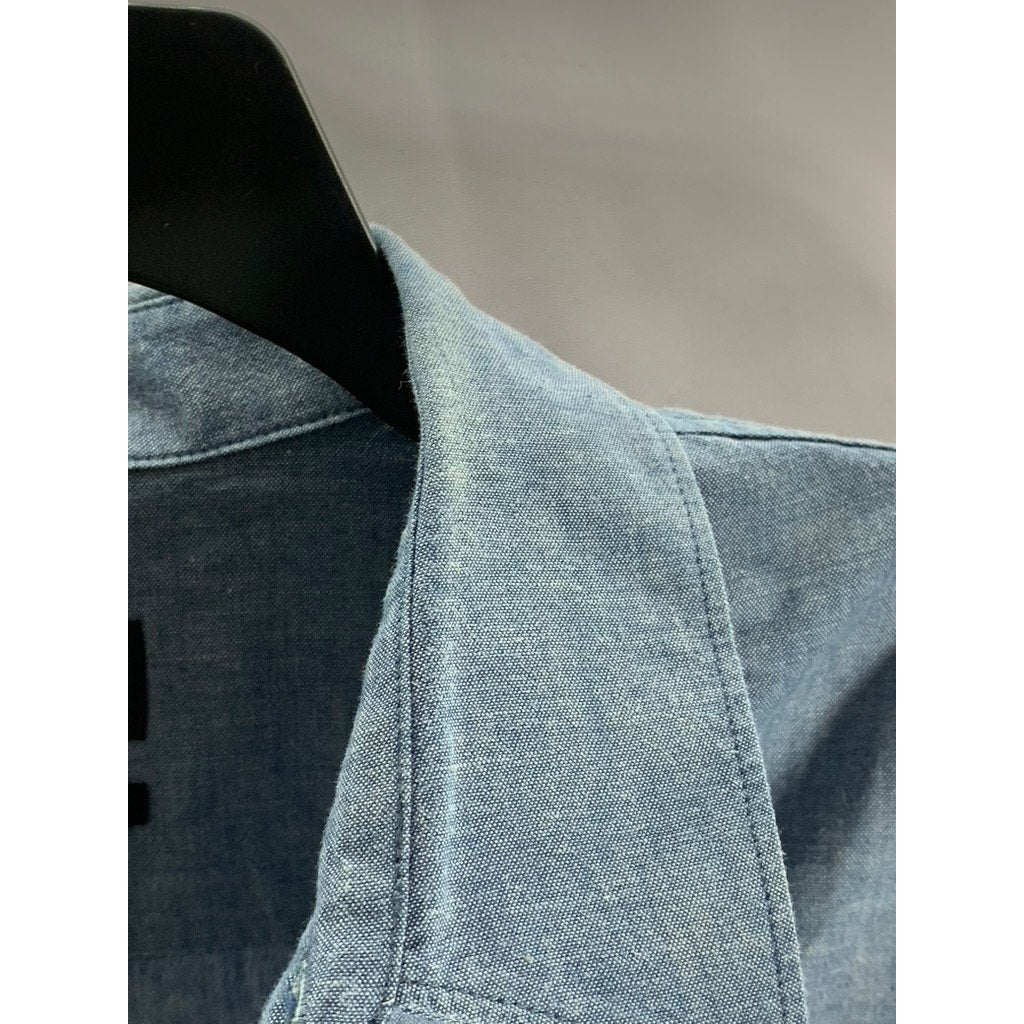 A.P.C. RUE MADAME PARIS Men's Blue Regular-Fit Button-Up long Sleeve Shirt SZ S